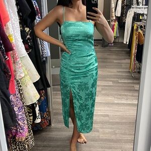 SAYLOR midi satin dress teal